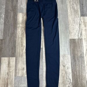 SOFRA Navy Leggings Extra Wide Waffle Weave Waist Band Free Size Style TX701